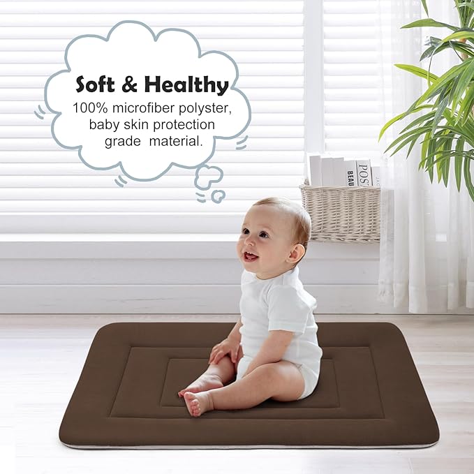 JoicyCo Dog Crate Bed Pad Mat, 36 in Non Slip Bottom Washable Kennel Pad for Medium & Large Dogs, Dark Brown