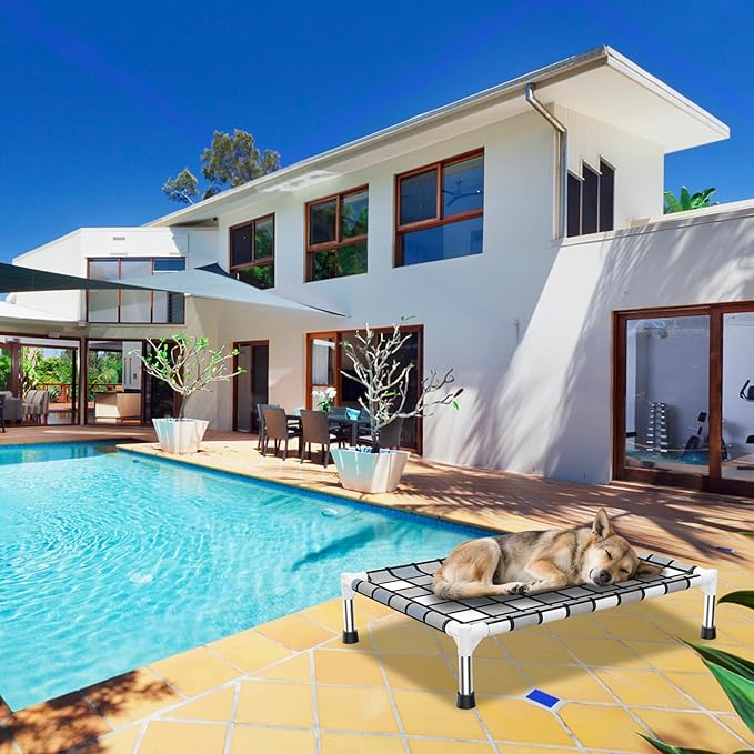 Elevated Outdoor Raised Dog Bed Outdoor Dogs Bed Lifted Pet Bed Dog Cot for Pet Taste Life, Start with A Pet Bed 26'' x 20'' x 6.5''