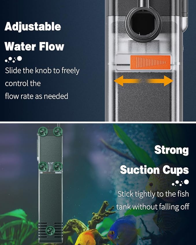 Pawfly Internal Aquarium Filter with 160 GPH Water Pump Quiet Submersible Bio Sponge Foam Filter for 30 to 60 Gallon Fish Tanks Multifunctional Filter for Filtration Circulation and Oxygenation