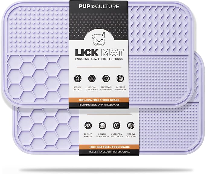 Pup Culture Dog Lick Mat for Dogs (2 Pack), Feeding Pad for Anxious Pets Plus 4 Different Puzzles for Mental Stimulation for Dogs - Supports Mental, Dental, and Digestive Health - Heavy Duty