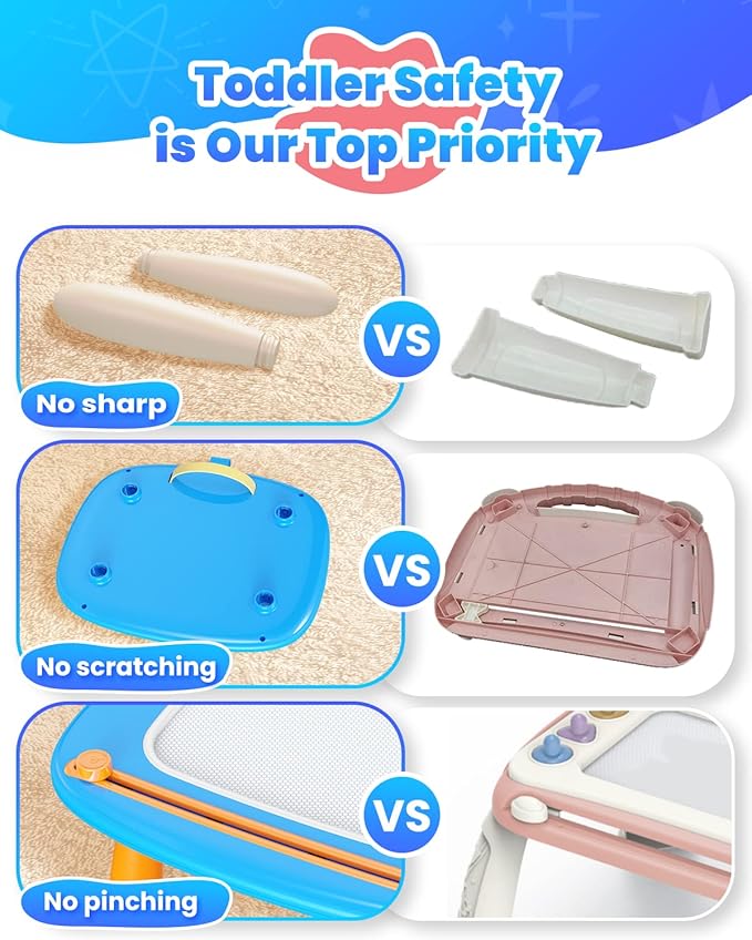 Toddlers Toys Ages 1-3, Magnetic Drawing Board, Doodle Board Pad Learning and Educational Toys for 18 Months Baby 1-3 Yr Kids Birthday Gifts - Blue