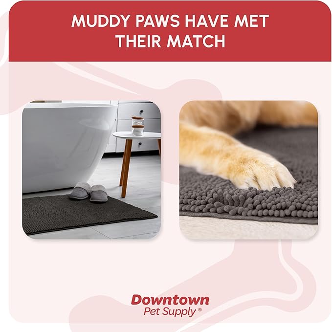 My Doggy Place Microfiber Dog Mat for Muddy Paws, 8' x 2' Ash - Non-Slip, Absorbent and Quick-Drying Dog Paw Cleaning Mat, Washer and Dryer Safe - Hallway Runner