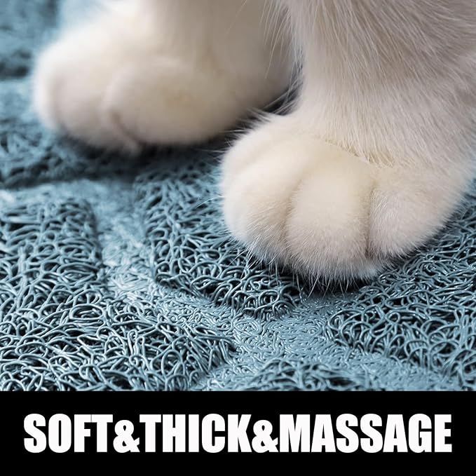 Yimobra Cat Litter Mat, 24"x20" Litter Mat with Litter Lock Mesh, Soft Cat Litter Mat Litter Trapping Mat, Easy to Clean, Non-Slip, Water Resistant, Litter Free Floors, Tea Blue