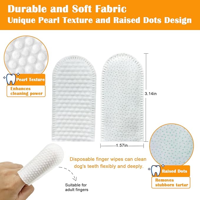 Dog Dental Wipes, Pet Dental Finger Wipes for Dogs & Cats, Dog Teeth Cleaning Wipes, Reduce Plaque & Tartar Buildup, Fresh Breath, Protect Gums, Dog Ear Cleaner Wipes Remove Wax, Coconut Scent, 50Pcs