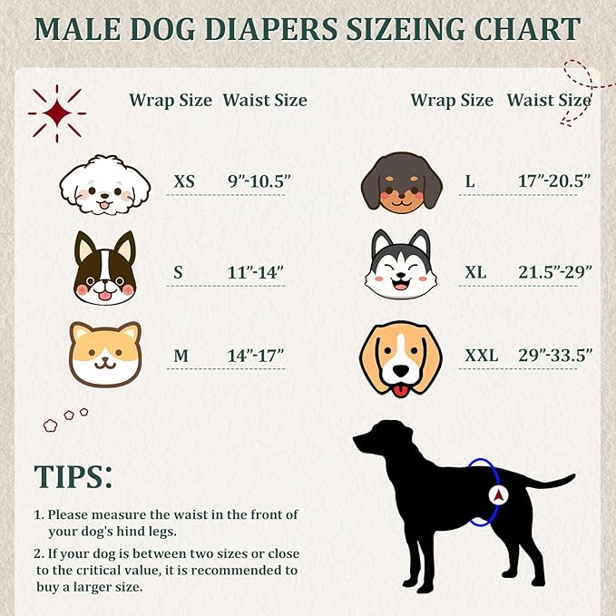Reusable Dog Diapers Male, Premium Washable Belly Bands for Male Dogs, Pack of 5, High Absorbing Extra Small Male Dog Wraps for Doggie & Puppy in Incontinence or Excitable Urination and Training(XS)