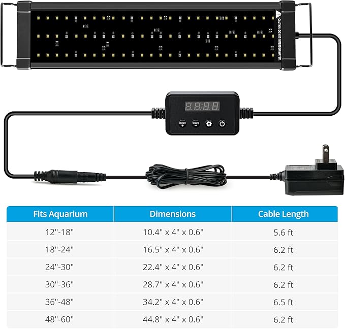 NICREW ClassicLED Plus LED Aquarium Light with Timer, 32 Watts, for 48 to 54 Inch Fish Tank Light, Daylight and Moonlight Cycle