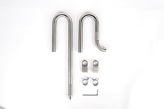 LANDEN 304 Stainless Steel Lily Pipes with Clamps for Rimless Glass Aquarium, Inflow and Outflow Set (Pipe Diameter 16mm)
