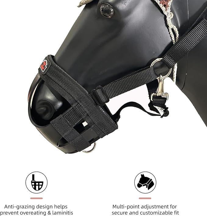 BARN & STABLE Horse Grazing Muzzle Halter for Easy Breathe, Comfortable Professional Horse Muzzle Grazing with Adjustable Straps, Velcro and Buckles, Suitable for Precaution of Laminitis