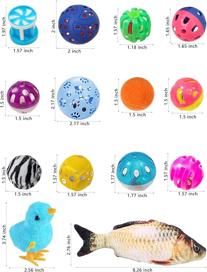 19-Piece Cat Toy Variety Pack for Kittens and Indoor Cats (1.5'' - 8.3'', Cat Toys Pro Collection)