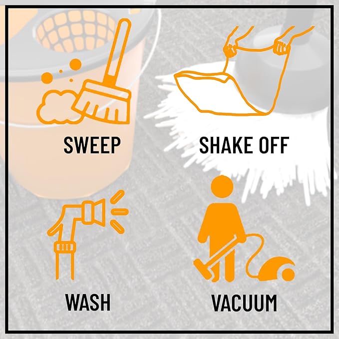 Indoor/Outdoor Hose-Wash Embossed Design Non-Slip Rubber 18" x 30" Modern Entryway Mat for Entryway, Patio, Backyard, Garage, 18" x 30", Charcoal