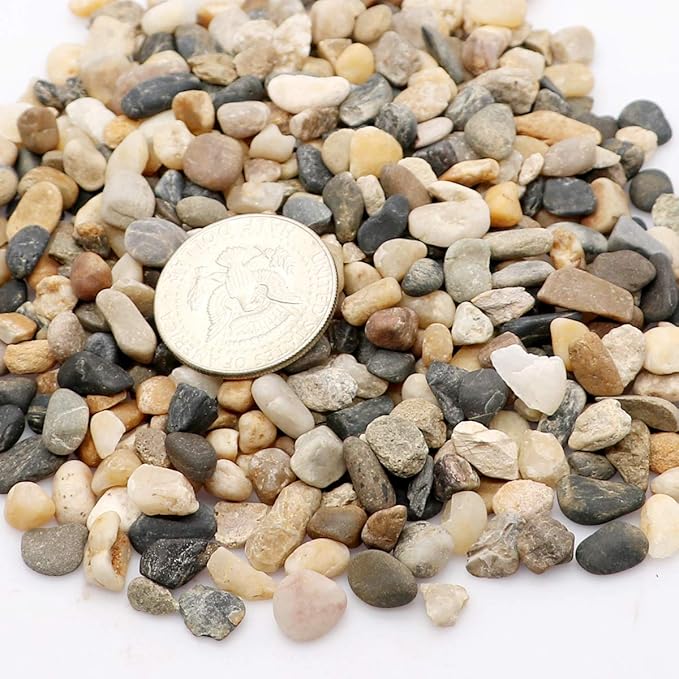 River Rocks Stones Natural Decorative Mixed Color Pebbles Fish Tank Gravel Small Garden Rocks Soil Cover for Aquariums, Landscaping, Vase Fillers, Succulent, Tillandsia, Cactus, Terrarium Plants 2.2lb
