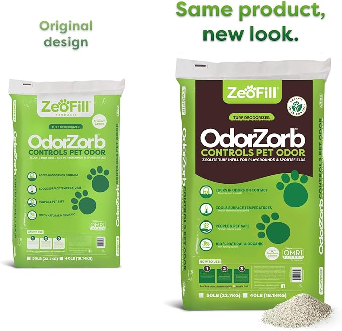 Premium Outdoor Odor Infill - 40lbs. Bag – Pet Urine Odor Eliminator for Artificial Turf, Grass, Playgrounds, & Sport Fields – 97% Pure Clinoptilolite Zeolite – Odor Eliminator & Deodorizer