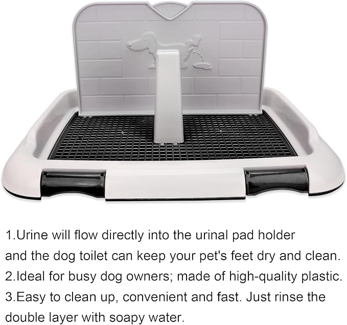 Indoor Dog Potty Tray - Miniature Poodle Pad Holder, Anti-Slide Plastic Potty for Small & Medium Dogs (Black)