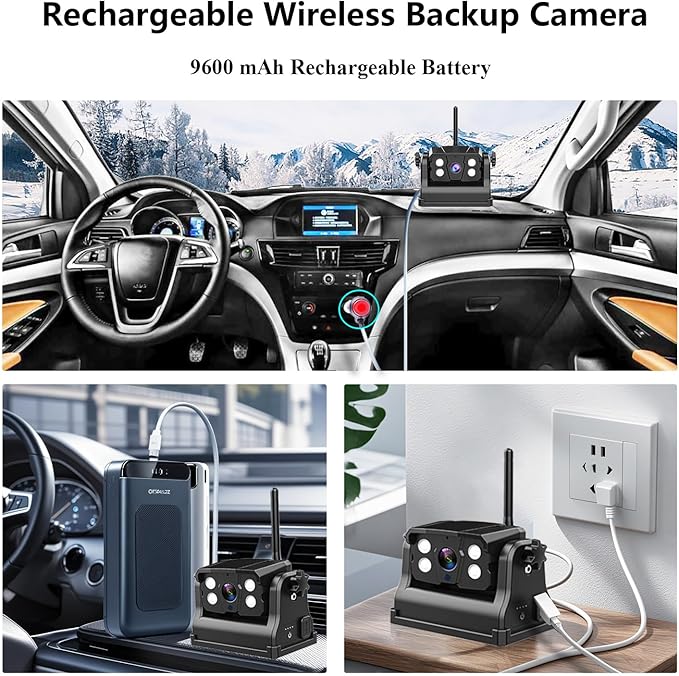 WiFi Magnetic Wireless Backup Camera, LASTBUS Rechargeable 2.4Ghz WiFi Rear Camera for Easy Hitching Gooseneck Horse Boat Travel Trailer Fifth Wheels RV Camper for iPhone iPad Android iOS Smartphone