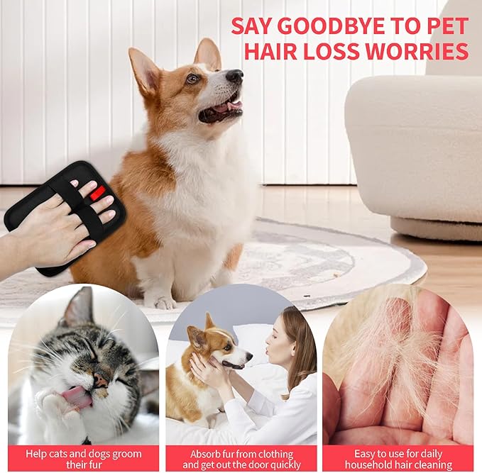 Static Pet Hair Removal Glove, 2 Pcs Electrostatic Dog Hair Remover Brush, Reusable Cat Fur Grooming Gloves for Furniture Couch Carpet Curtain Car Seat Cleaning Tool