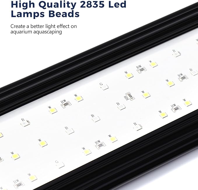 Tatub 23W LED Aquarium Light for 36"-42" Fish Tank, Full Spectrum Fish Tank Light with White Blue Red Green LEDs, 10 Levels of Brightness，Timer Auto On/Off