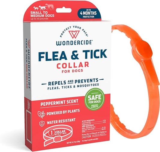 Wondercide Dog Collar - Flea, Tick, and Mosquito Repellent for Dogs - with Natural Essential Oils - Up to 4 Months Protection - Small Medium