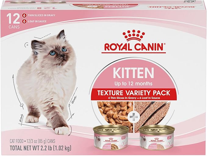 Royal Canin Feline Health Nutrition Kitten Wet Food Variety Pack, 12 Pack, 2 Varieties, 3 oz Cans