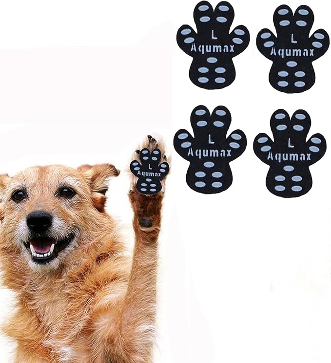 Dog Paw Protector Anti-Slip Pads,Toe Grips for Senior Dogs,Paw Grips Traction Pads for Slippery Hardwood Floors,Essentials for Senior Dogs,12 Sets (48 pcs) L Black