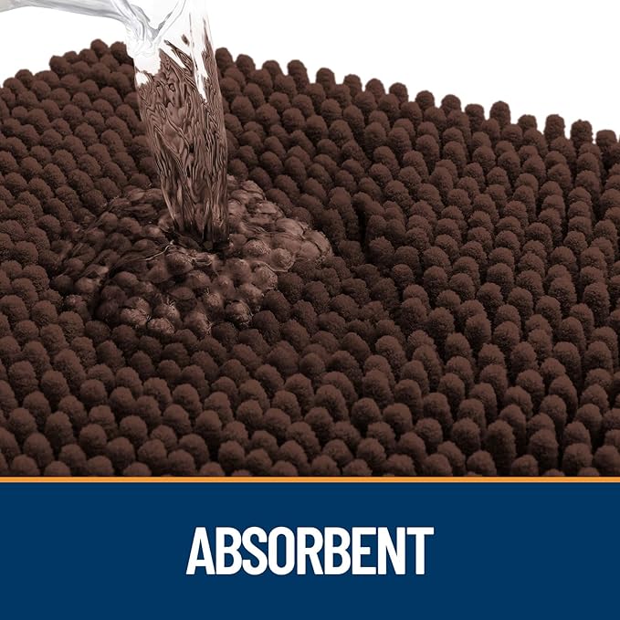 OLANLY Dog Door Mat for Muddy Paws 45x27, Absorbs Moisture and Dirt, Absorbent Non-Slip Washable Doormat, Quick Dry Chenille Mud Mat for Dogs, Entry Indoor Entryway Carpet for Inside Floor, Brown