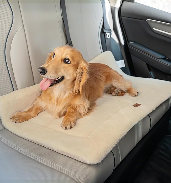 MADE 4 PETS Dog Crate Pad Bed for Small Dogs, Washable & Reversible, Anti-Slip Kennel Mat for Cozy Sleeping, Soft Fluffy Dog Bed for Indoor & Outdoor Use, 24"x18", Beige