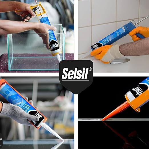 SELSIL Aquarium Silicone Clear Sealant - High Elasticity, Safe for Fish, Solvent-Free, Ozone-Resistant, Transparent 10.14 Fl Oz, 1 Pack