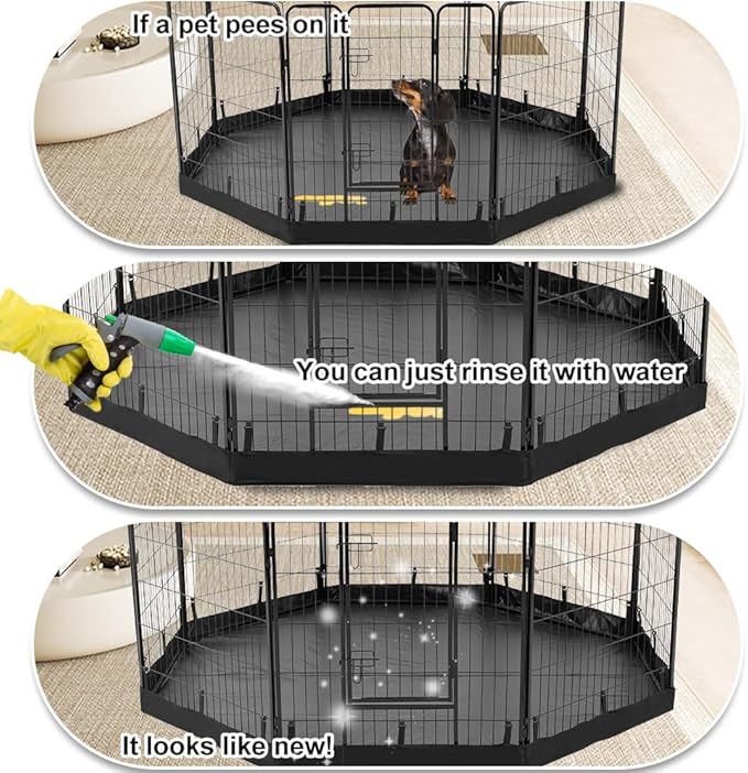 PJYuCien Dog Playpen Bottom Pad, Fits 32 Inch Width 8 Panels Regular Octagon Metal Exercise Pet Playpen, Black (Note:Playpen Not Included)