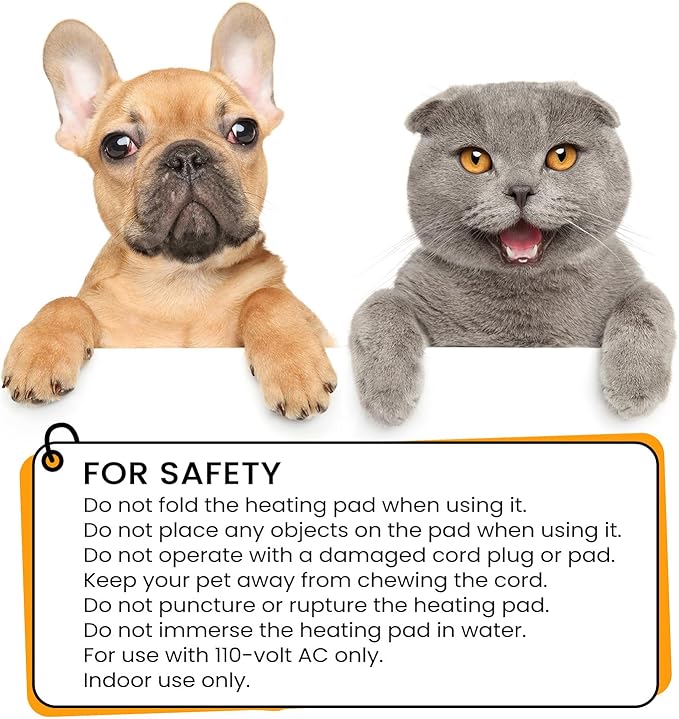 pettycare Pet Heating Pad for Dog Cat, Electric Heating with Steel-Wrapped Cord, 25-Level Timer & 11-Level Temperature Indoor Warming Pads Easy Clean for Puppy Cat Dog M 18x18inch
