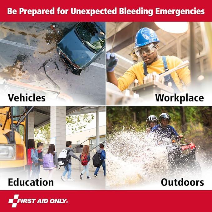 First Aid Only 91481 Critical Essentials Bleeding Control Kit for Chest & Limb Wounds, 9 Pieces