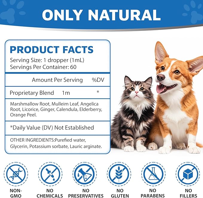 Kennel Cough Herbal Drops for Dogs & Cats,Dog Cough Treatment,Dog Cough Suppressant,Kennel Cough for Dogs,Coughing Treatment Liquid,Cough Treatment for Cats,Natural Cough Supplement for Cat