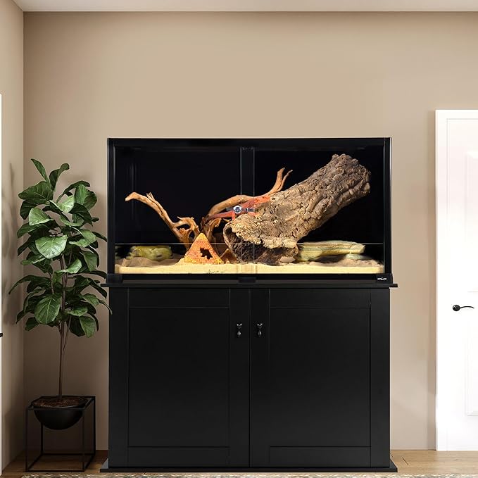REPTI ZOO 50 Gallon Reptile Tank, 36" X 18" X 18" Reptile Terrarium, Black-Tinted ECO Glass Enclosure with Sliding Door & Mesh Top, Secure & Low-Stress Habitat for Bearded Dragon, Gecko, Snake, Lizard