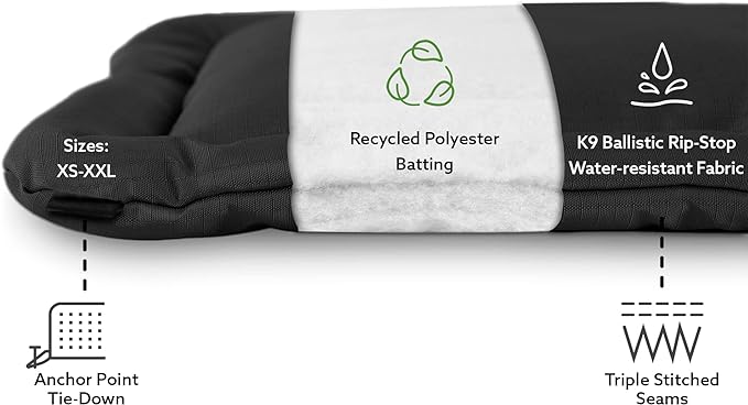 K9 Ballistics Tough Ripstop Dog Crate Pad - Durable & Machine Washable with Non-Skid Bottom and 120-Day Warranty, Fits 54" Wire Crates - XX-Large, Blue Quartz