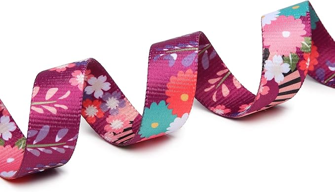 Mercano Adjustable Dog Collar - Special Design Patterns, Soft Nylon Comfortable Durable Pet Collar for Small Medium Large Dogs (S, Colorful Flower)