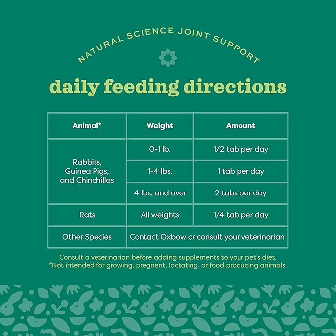 Oxbow Animal Health Natural Science Joint Support, Anti Inflammatory Supplement for Rabbit & Guinea Pig, Oxbow Timothy Hay, Made with Glucosamine, Turmeric, & Yucca, Made in USA, 4.2 oz Bag