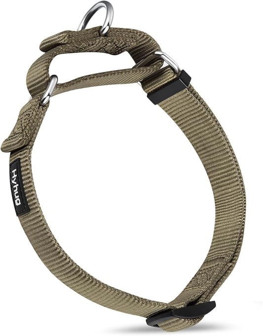 Hyhug Martingale Dog Collar Without Buckle: Escape-Proof, No Slip Heavy Duty Nylon, Colorfast Adjustable Pet Supplies for Small Breeds(Small, Military Green)