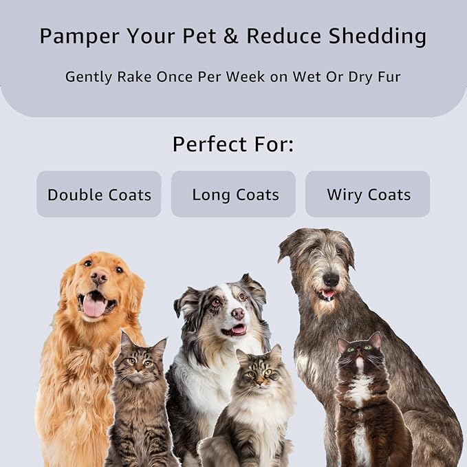 YINGFAN Dog Comb, Stainless Steel Dematting Comb for Dogs and Cats, Non-Slip Handle Dog Combs for Grooming Matting (Black)