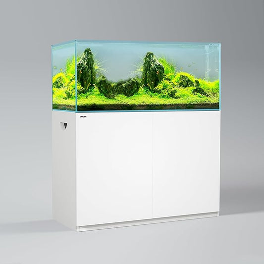 LANDEN Aquarium Stand and Cabinet, Fish Tank, Nano Foam Leveling Mat Included, Contemporary and Simple Design, Wooden Matte White Painted(Stand Only) W47.2xD19.7xH31.5 inches(120x50x80 cm)