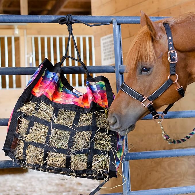 Derby Originals Scratchless Slow Feeder Horse Hay Bag with Super Tough Bottom and 6 Month Warranty (Purple with Charcoal Trim)