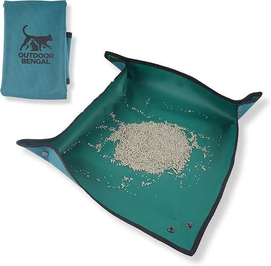 Travel Litter Box for Cats Small & Foldable - Non-Stick Portable Litter Box for Cat Traveling, No-Mess, Collapsible Litterbox (Essentials Traveling with Cats by Car, Plane, and Camping)