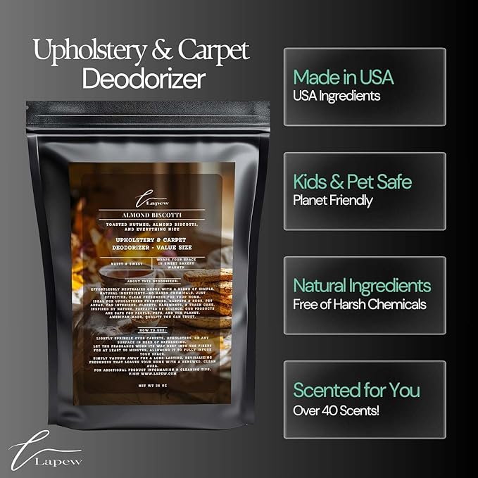 Almond Biscotti Carpet Freshener Powder Refill 36 oz | Powerful Odor Eliminator for Home | Upholstery Deodorizer | Carpet Deodorizer | Pet Urine | Cat Litter Box