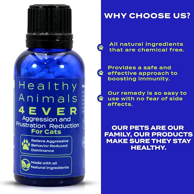 HealthyAnimals4Ever HA4E - Calming Tablets for Stressed and Aggressive Cats - Reduce Cat Aggression & Promote Relaxation - All-Natural, Homeopathic Remedy - 300 Tablets