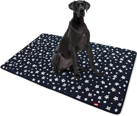 Dog Crate Mat (48" X 30"), Soft Dog Bed Mat with Cute Prints, Personalized Crate Pad, Anti-Slip Bottom, Machine Washable Kennel Pad, Black