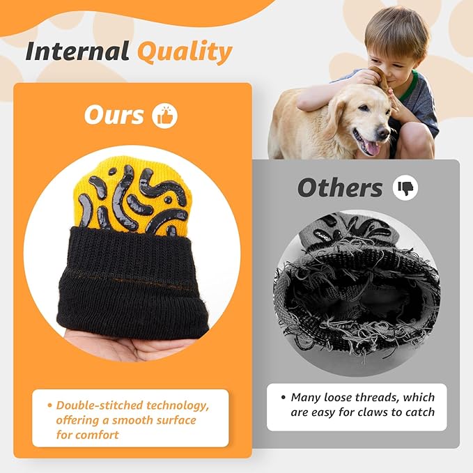 Reflective Dog Socks to Prevent Licking Paws, Dog Paw Protector, Hardwood Floors Anti Slip, Non Slip Dog Socks with Grippers, Dog Booties and Paw Protectors for Indoor Use - Size Large