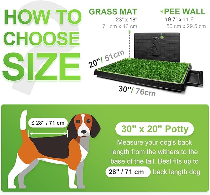 Hompet Dog Grass Pad with Tray Large, 2 Pcs Artificial Grass Training Pads with Pee Baffle Patch Puppy Turf Potty for Indoor and Outdoor Use, Ideal for Small and Medium Dogs (30"×20")