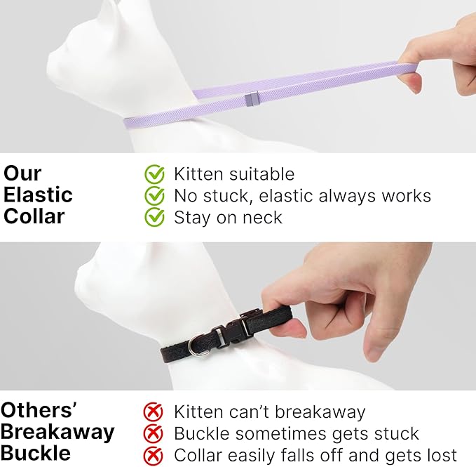 Safety Cat Collar - U.S. IDA Gold Awarding Design, Stretch Elastic Quick Release, Non Breakaway - Light Weight for Kitten, Neck Fit 5.9'-11.8' for All Small Large Cat,S(Cocoa)