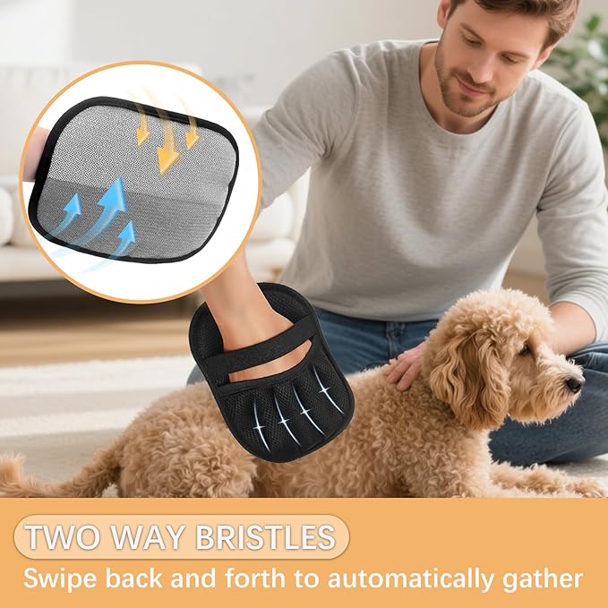 3 Pcs Magic pet Hair Remover Glove - Reusable & Easy-to-Clean cat and Dog Fur Brush for Effortless Grooming, Upgraded Grip and Large Size for Better Coverage