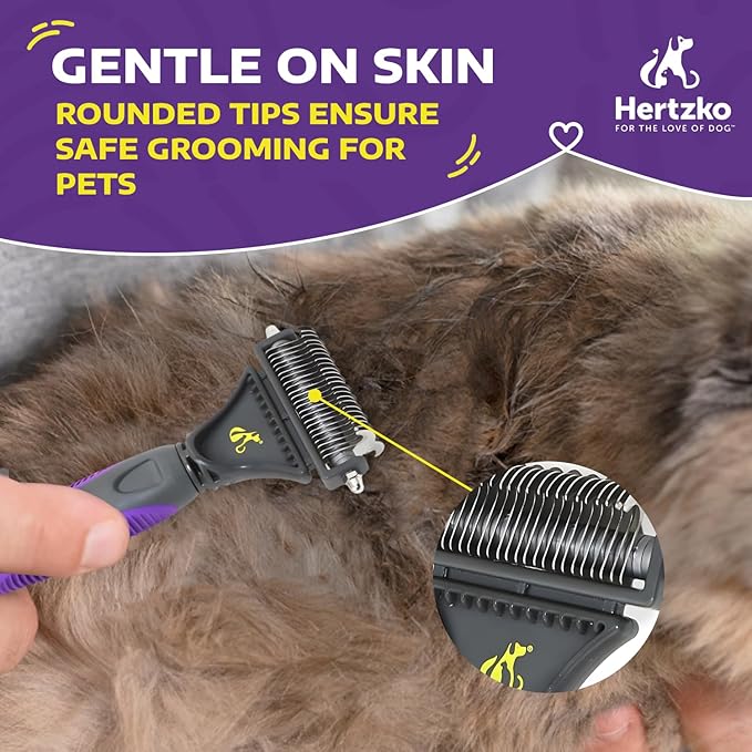 Hertzko Cat Dematting Tool Double Sided Dog and Cat Dematting Comb - for All Pets - Effortlessly Removes Tangles, Mats, and Loose Fur - Safe, Easy Grooming for Cats and Dogs