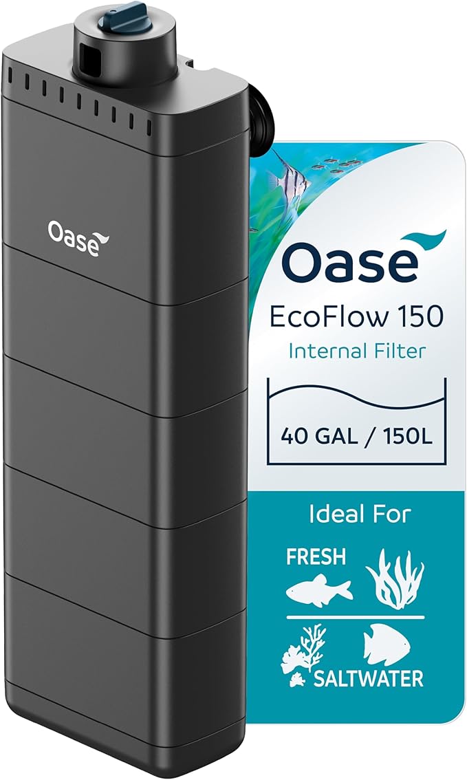 OASE EcoFlow 200 Internal Aquarium Filter, for Freshwater and Saltwater Tanks Up to 50 Gallons, Quiet, Customizable Water Flow, Multi-Stage Filtration
