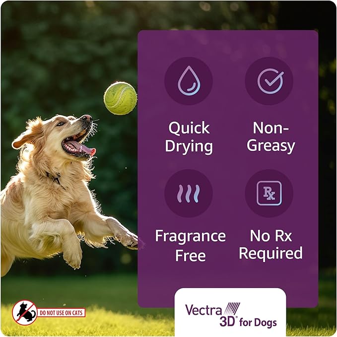 Vectra 3D for Dogs Flea, Tick & Mosquito Treatment & Prevention for Medium Dogs (21 – 55 lbs) , 6 month supply