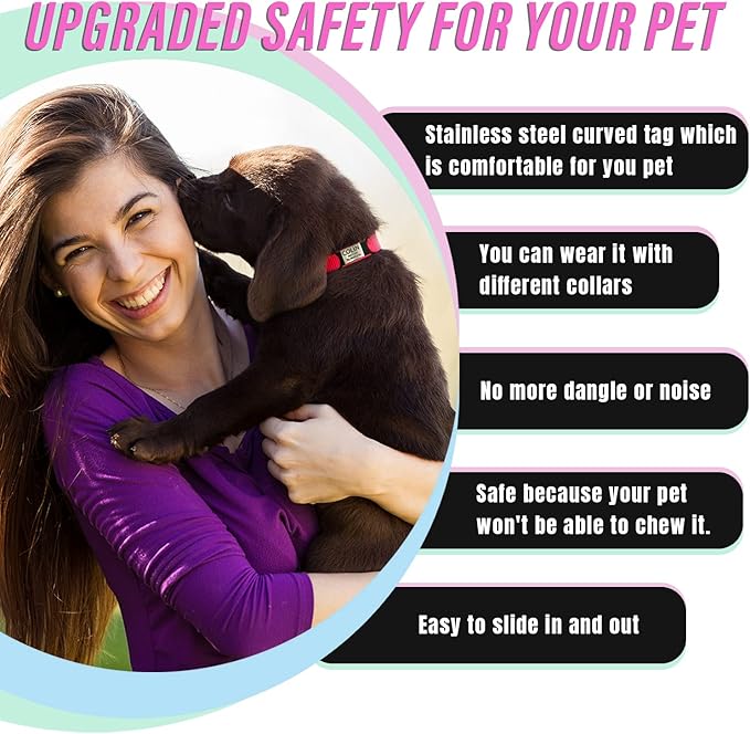 Personalized and Custom Dog Tag for Pets - No Noise - Engraved Name Tag - Slide On ID Tags and Collar Tags for Small, Medium, Large Dogs and Cats - Silent Customized